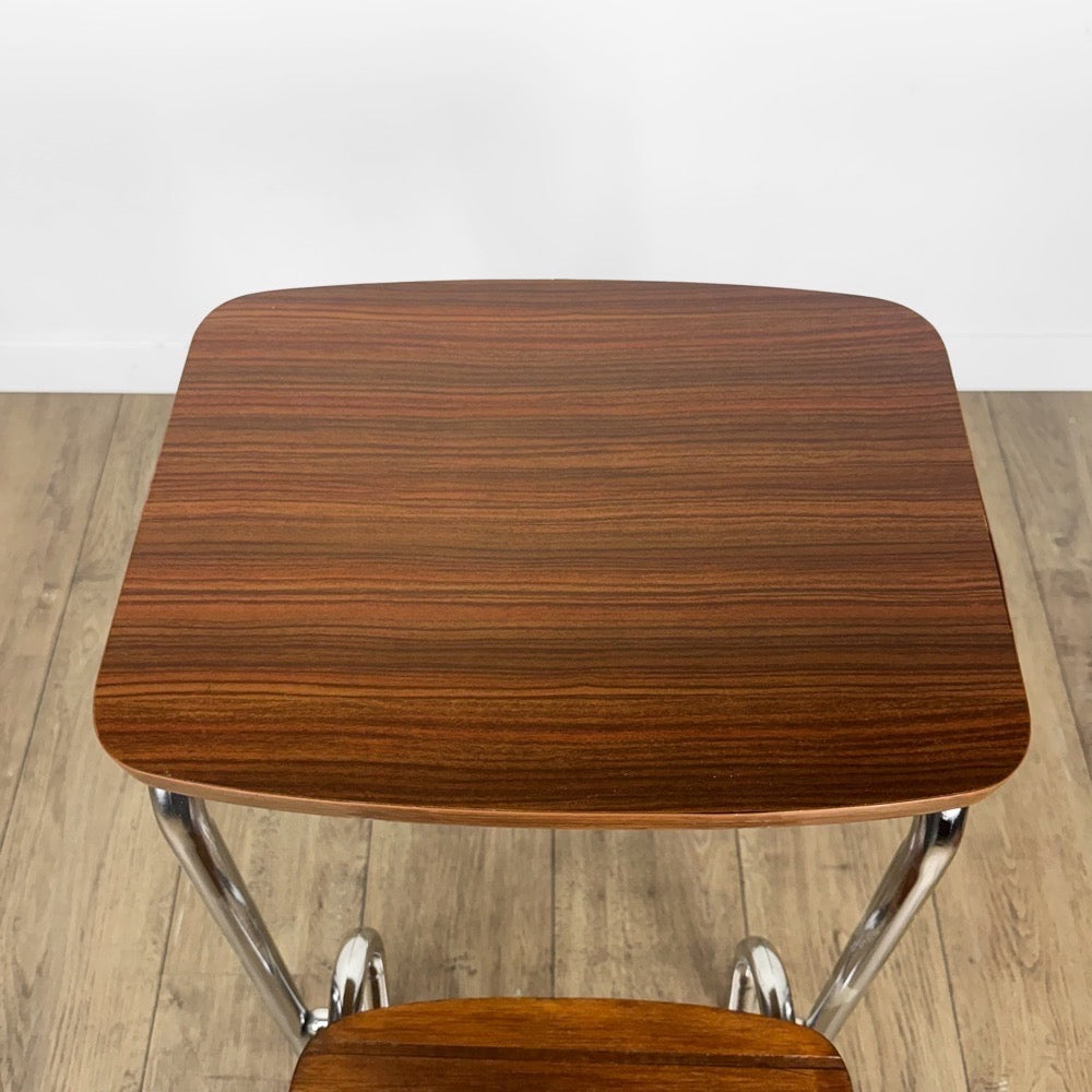Escabeau 3 marches bois métal et Formica années 70
