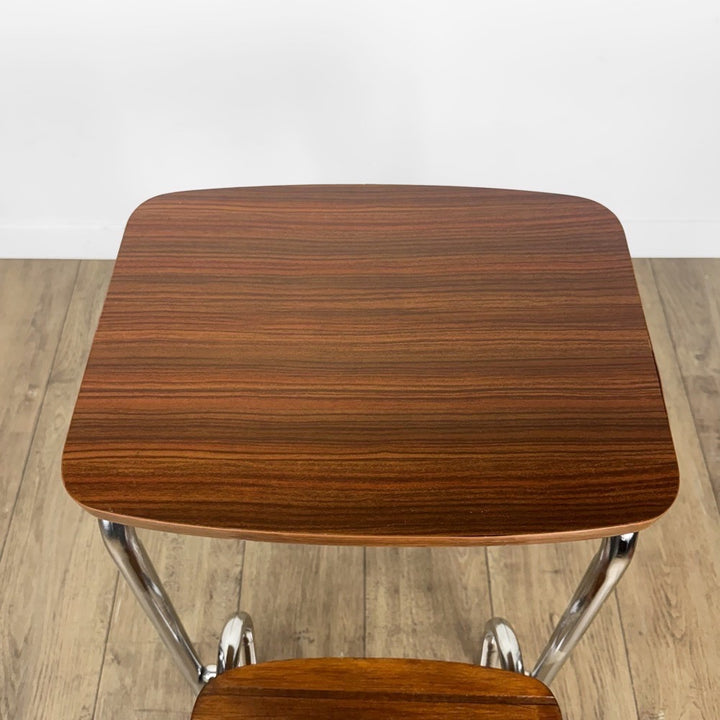 Escabeau 3 marches bois métal et Formica années 70