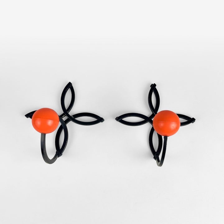 Duo de patères boule et fleur années 70