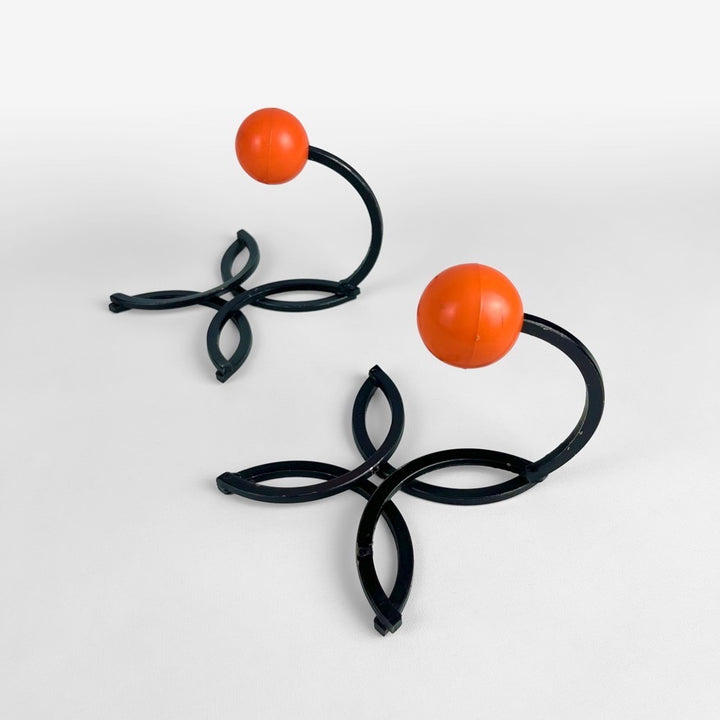 Duo de patères boule et fleur années 70