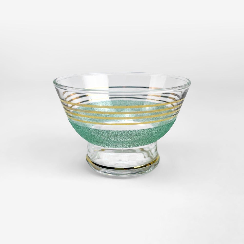 Coupes en verre granité et cerclage doré années 50