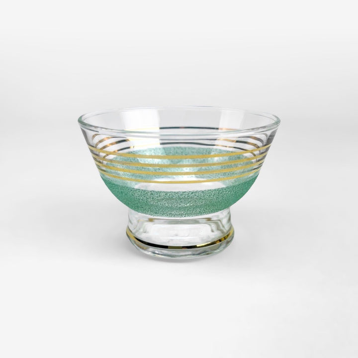 Coupes en verre granité et cerclage doré années 50