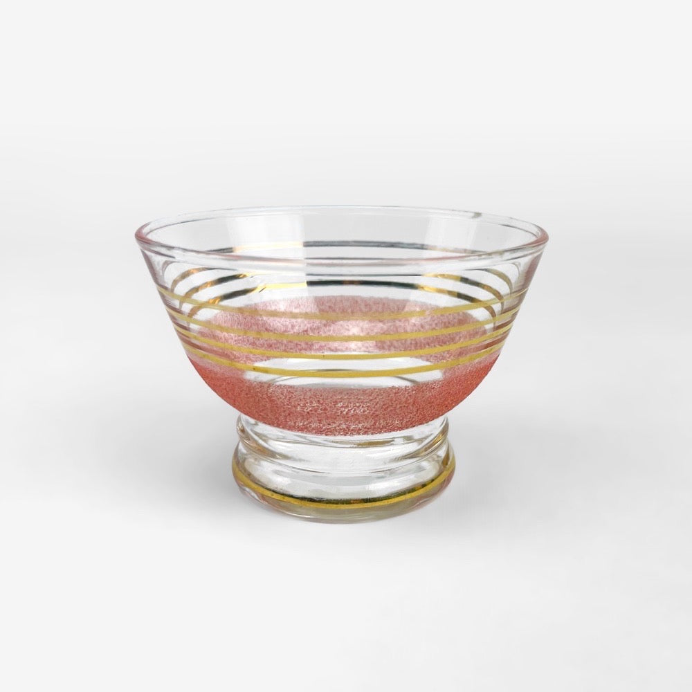 Coupes en verre granité et cerclage doré années 50