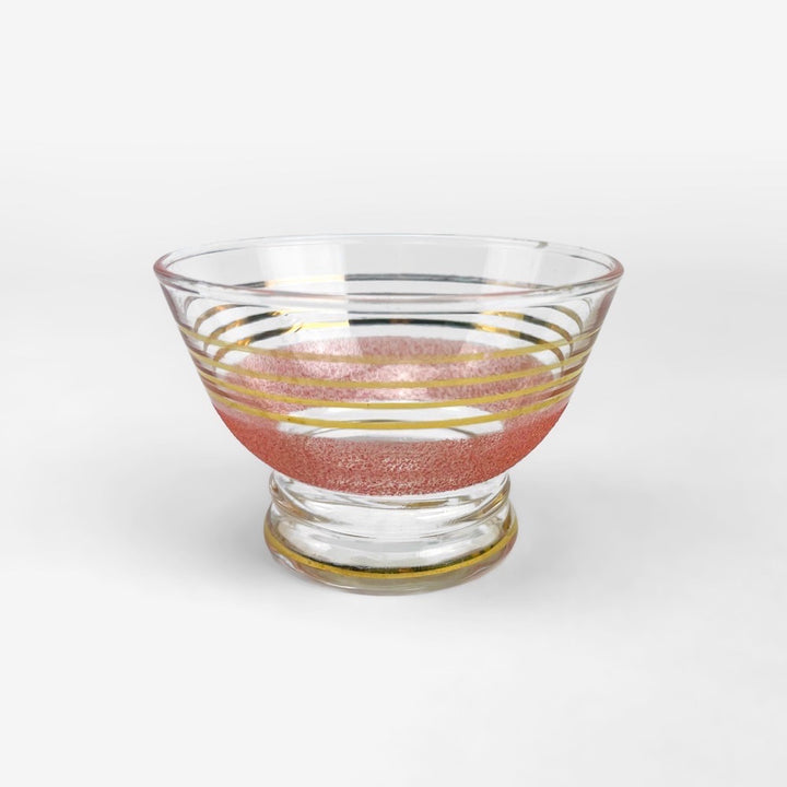 Coupes en verre granité et cerclage doré années 50