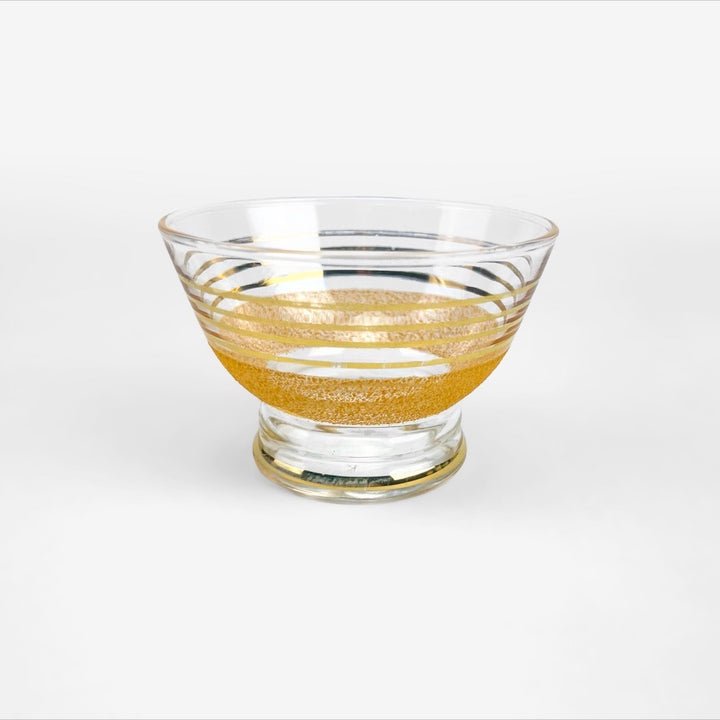 Coupes en verre granité et cerclage doré années 50