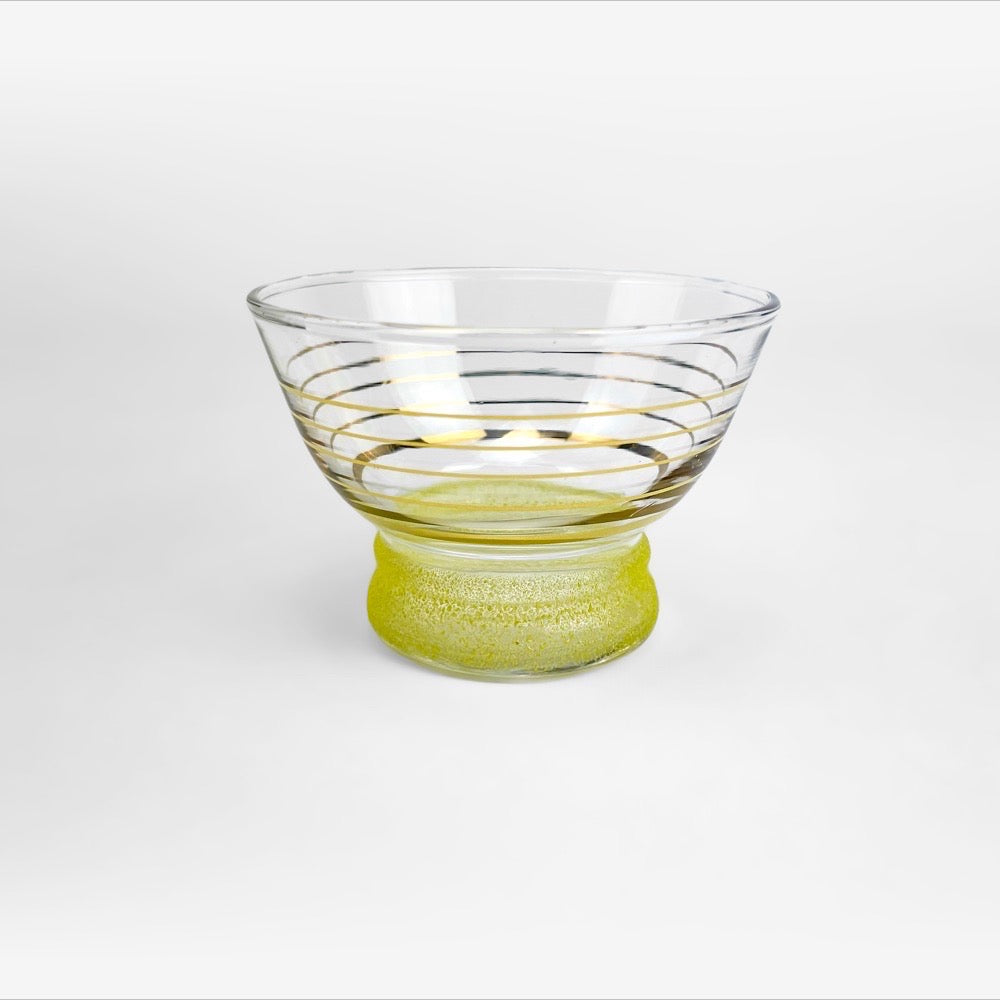 Coupes en verre granité et cerclage doré années 50