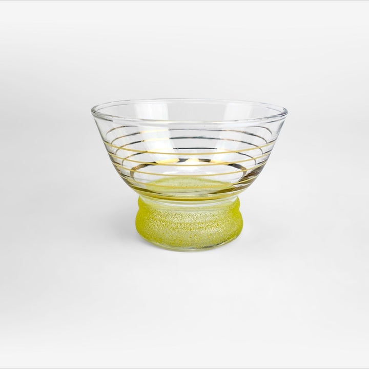 Coupes en verre granité et cerclage doré années 50