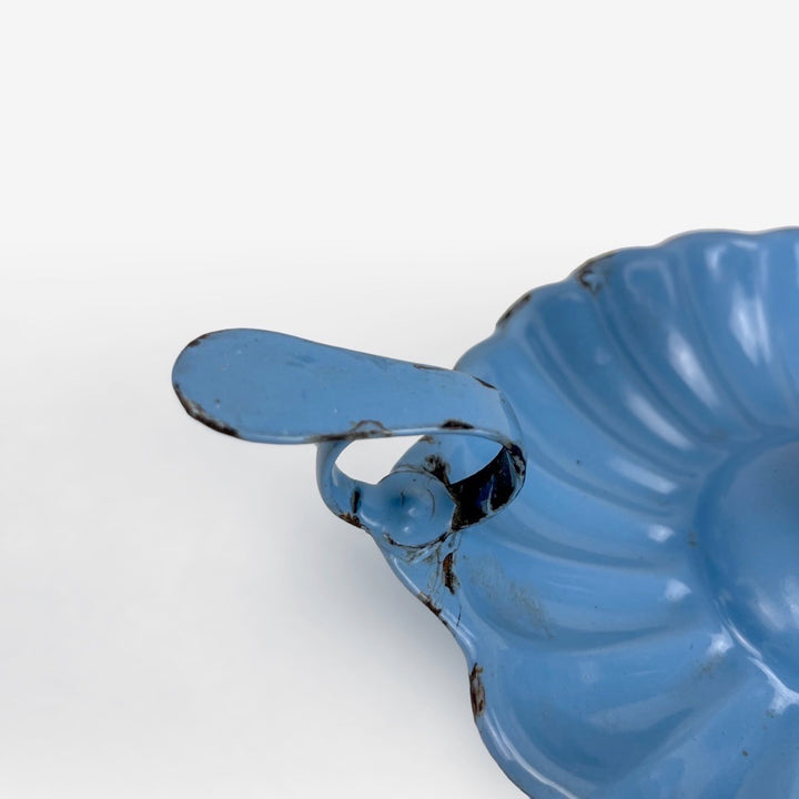 Bougeoir rat de cave en tôle émaillée bleu barbeau