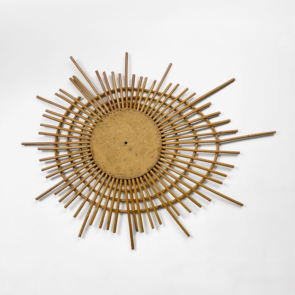 Miroir soleil ORTF rotin années 60