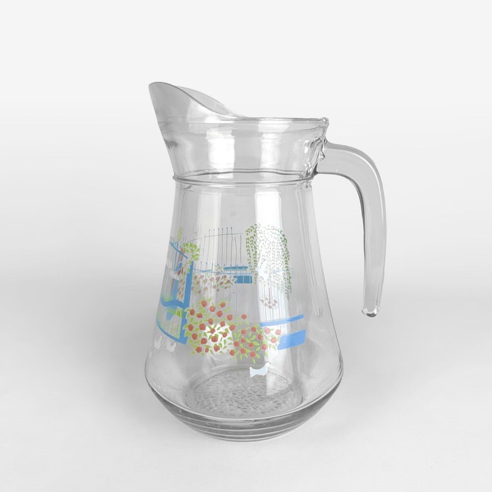 Carafe Yves Rocher sérigraphie romantique vintage