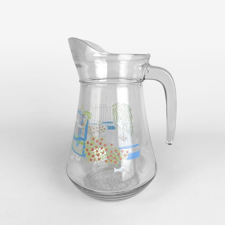 Carafe Yves Rocher sérigraphie romantique vintage