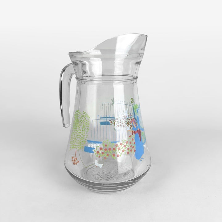 Carafe Yves Rocher sérigraphie romantique vintage
