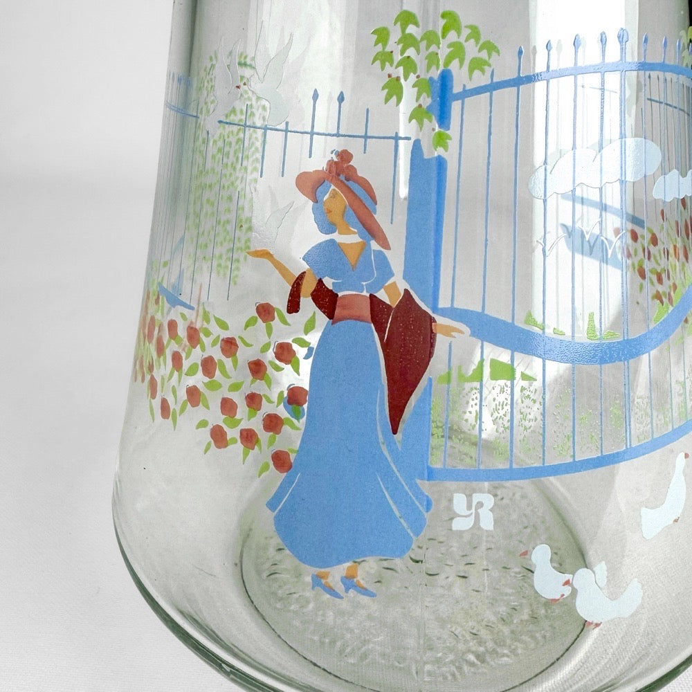 Carafe Yves Rocher sérigraphie romantique vintage