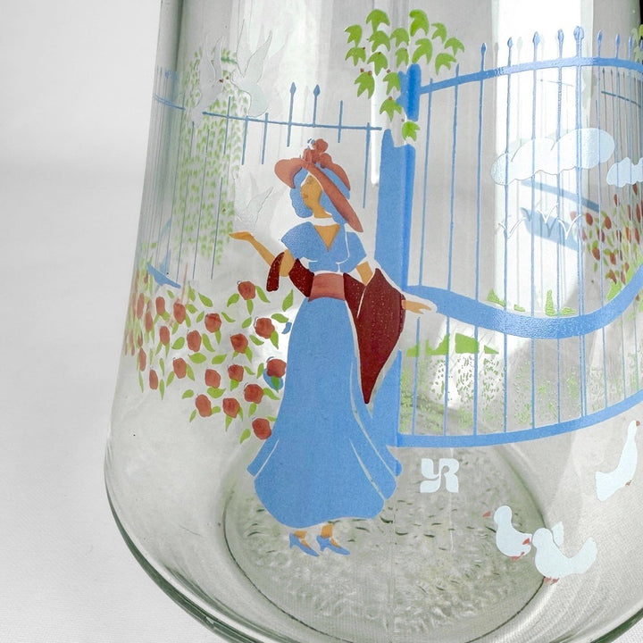 Carafe Yves Rocher sérigraphie romantique vintage