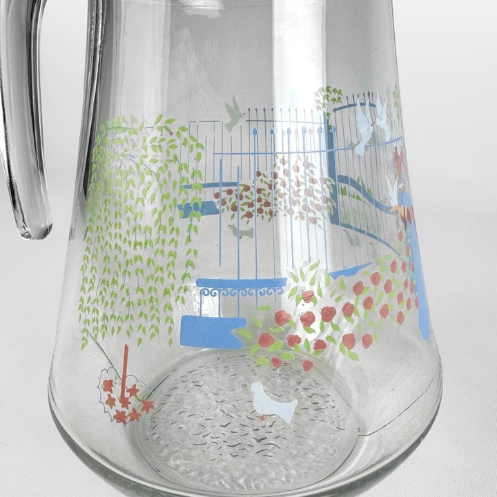 Carafe Yves Rocher sérigraphie romantique vintage