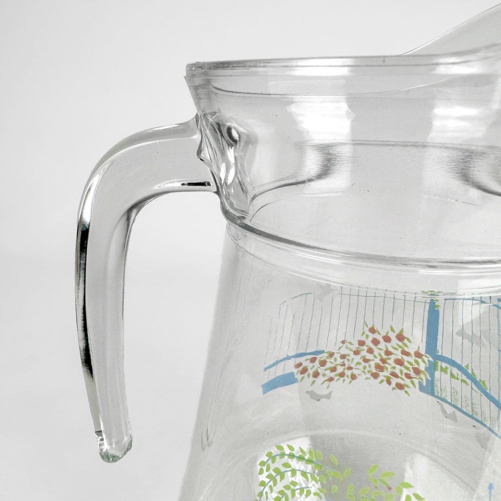 Carafe Yves Rocher sérigraphie romantique vintage