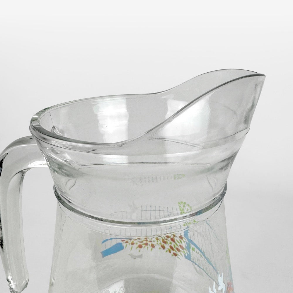 Carafe Yves Rocher sérigraphie romantique vintage