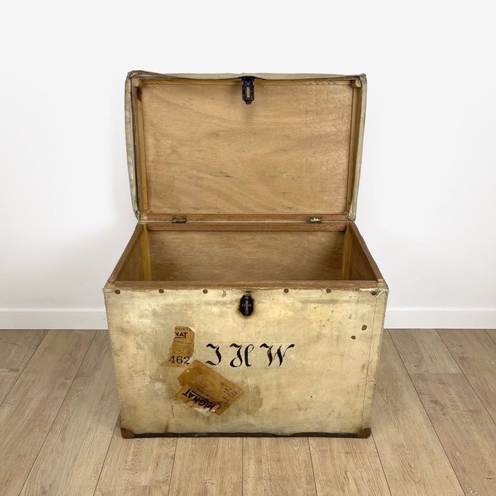 Grande caisse de transport bois et jute "Chargeurs Réunis" 1910