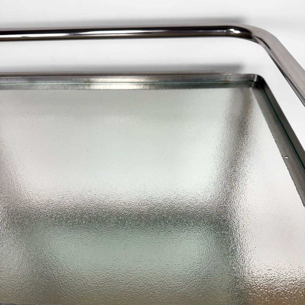 Desserte médicale chrome et verre dépoli vintage