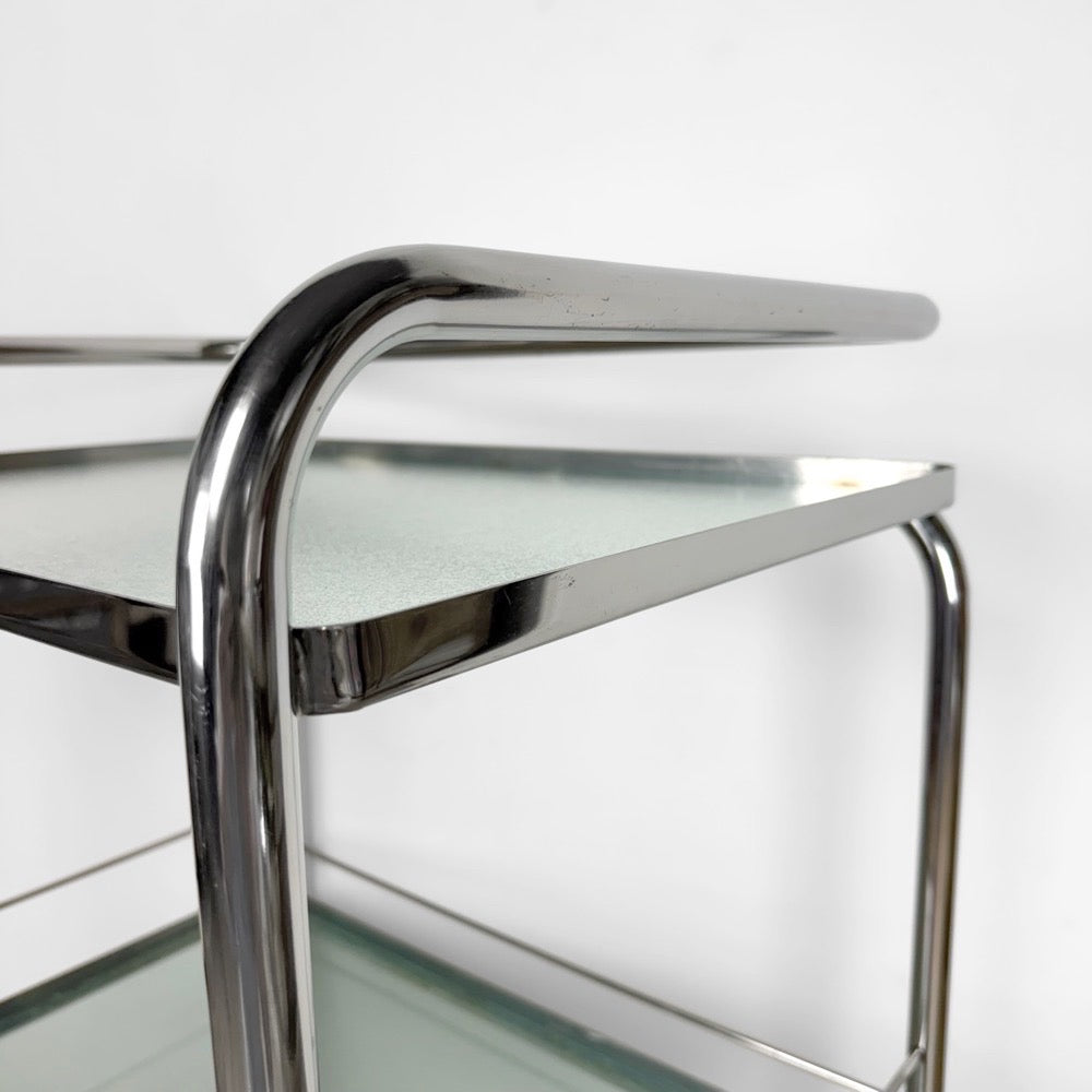 Desserte médicale chrome et verre dépoli vintage