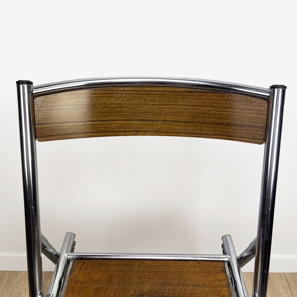 Chaise escabeau de bureau métal bois et Formica années 50