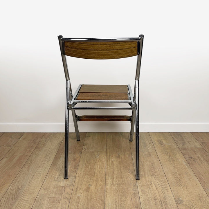 Chaise escabeau de bureau métal bois et Formica années 50