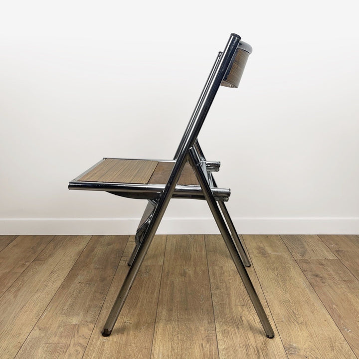 Chaise escabeau de bureau métal bois et Formica années 50