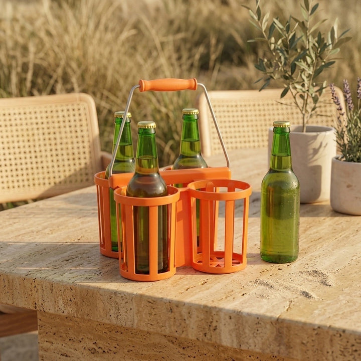 Porte-bouteilles orange Pola années 70