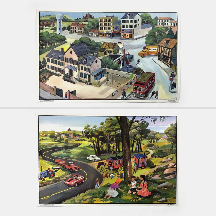 Tableau pédagogique "LE VILLAGE" et "LE PRINTEMPS"