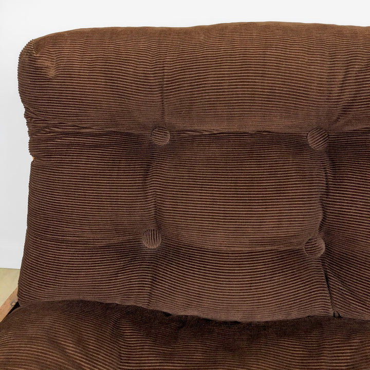 Fauteuil chauffeuse scandinave en pin années 70