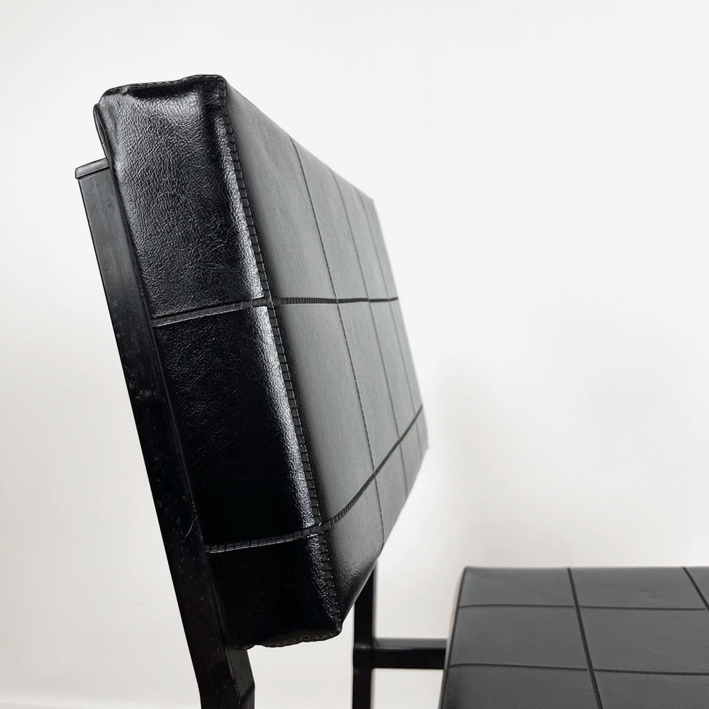 Chaise design moderniste métal et similis cuir années 60