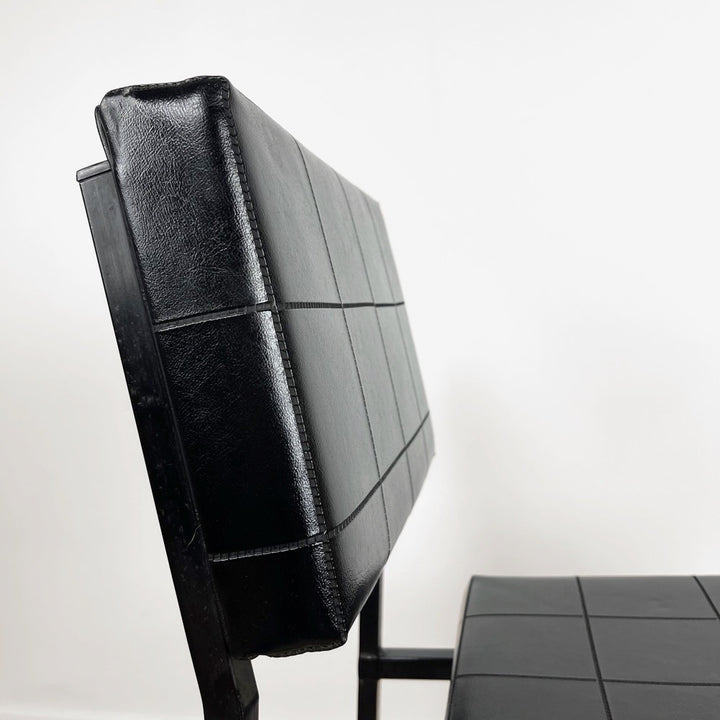 Chaise design moderniste métal et similis cuir années 60