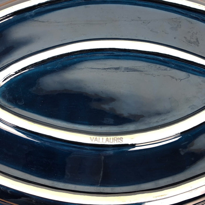 Grand plat de service bleu cobalt de Vallauris