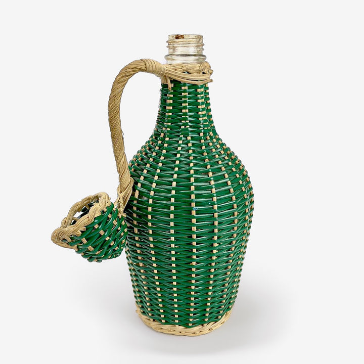 Duo de bouteilles en verre et fils scoubidou