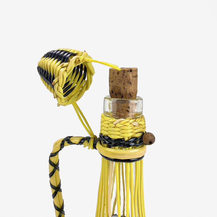 Duo de bouteilles en verre et fils scoubidou