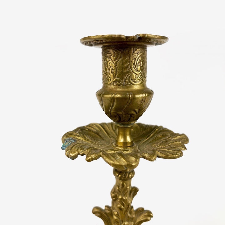 Paire de flambeaux en bronze doré XIXe