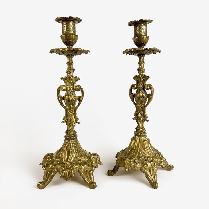 Paire de flambeaux en bronze doré XIXe