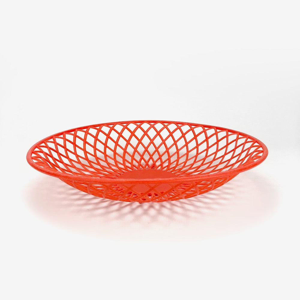 Corbeille vintage en plastique orange de la marque CLE