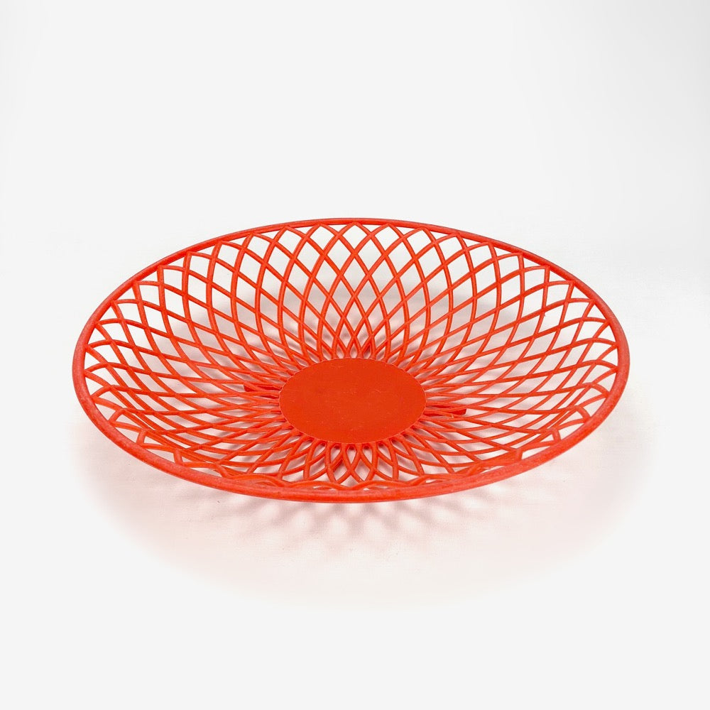 Corbeille vintage en plastique orange de la marque CLE