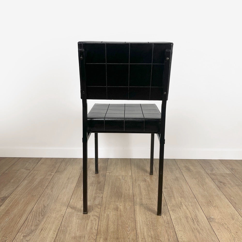 Chaise design moderniste métal et similis cuir années 60