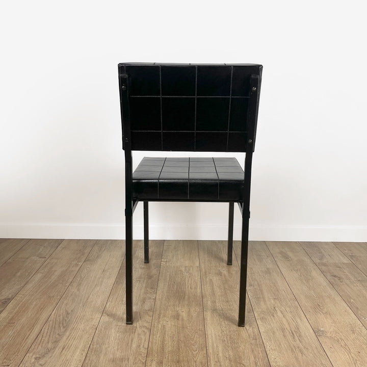 Chaise design moderniste métal et similis cuir années 60