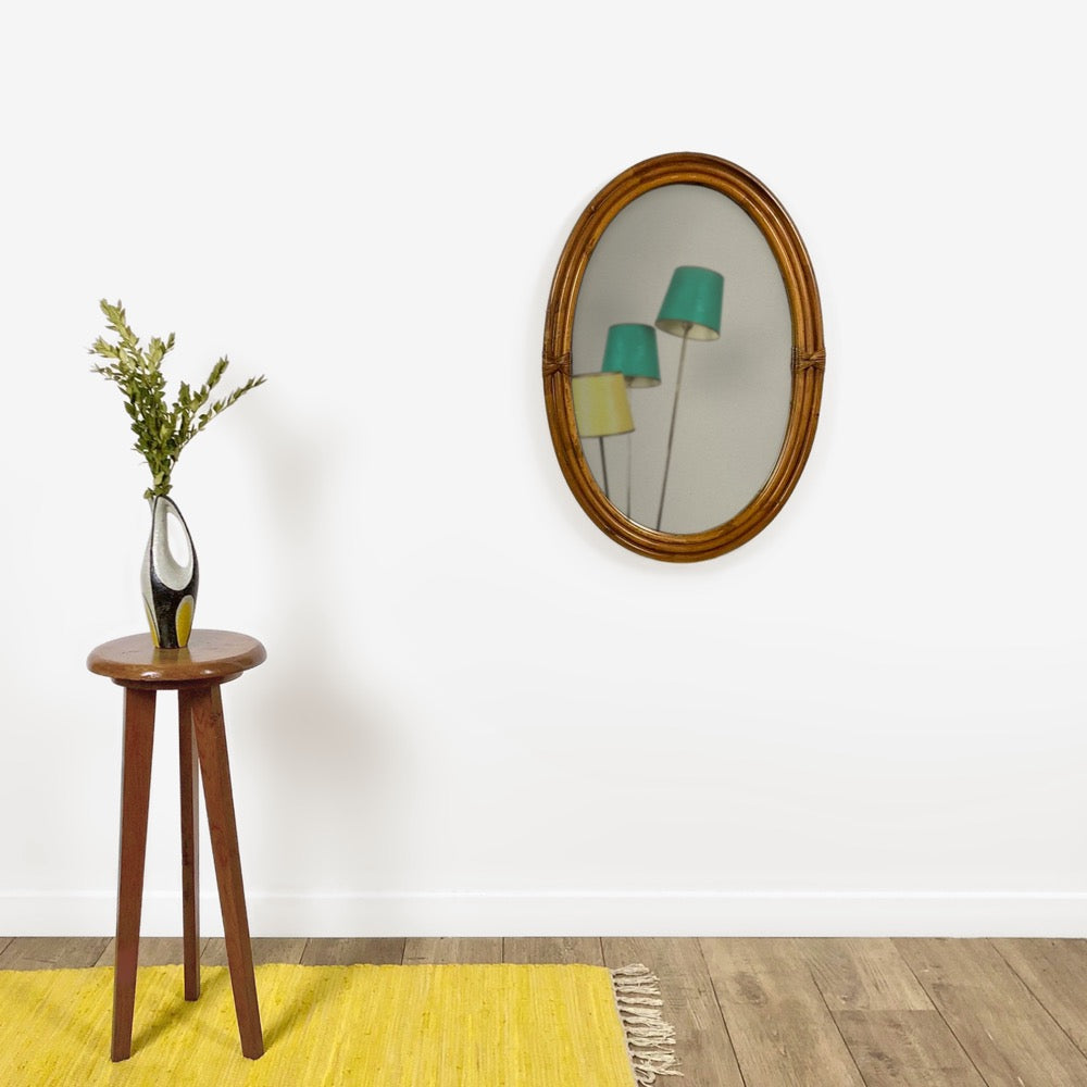 Miroir en rotin vernis