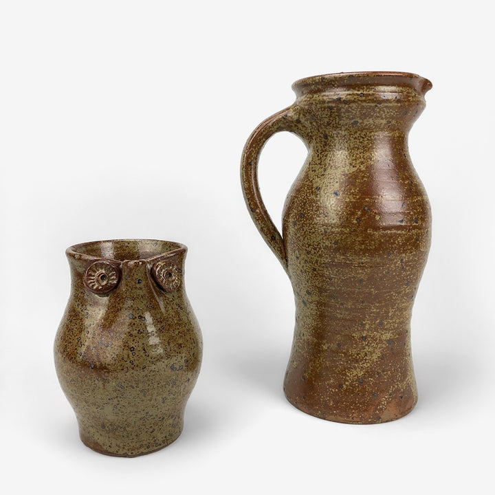 Duo de pichets en grès pyrité années 70