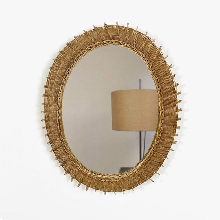 Miroir en osier tressé