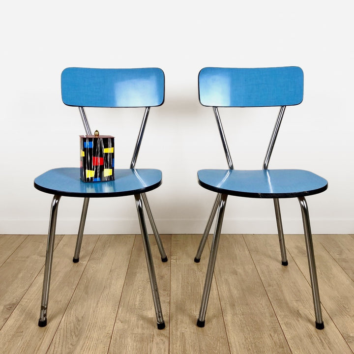 Duo de chaises en Formica bleu ciel
