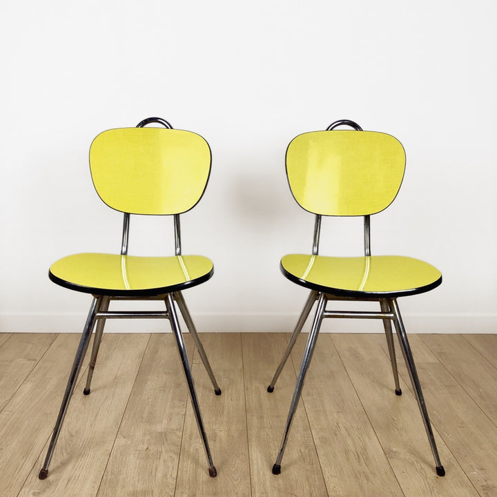 Duo de chaises en Formica jaune