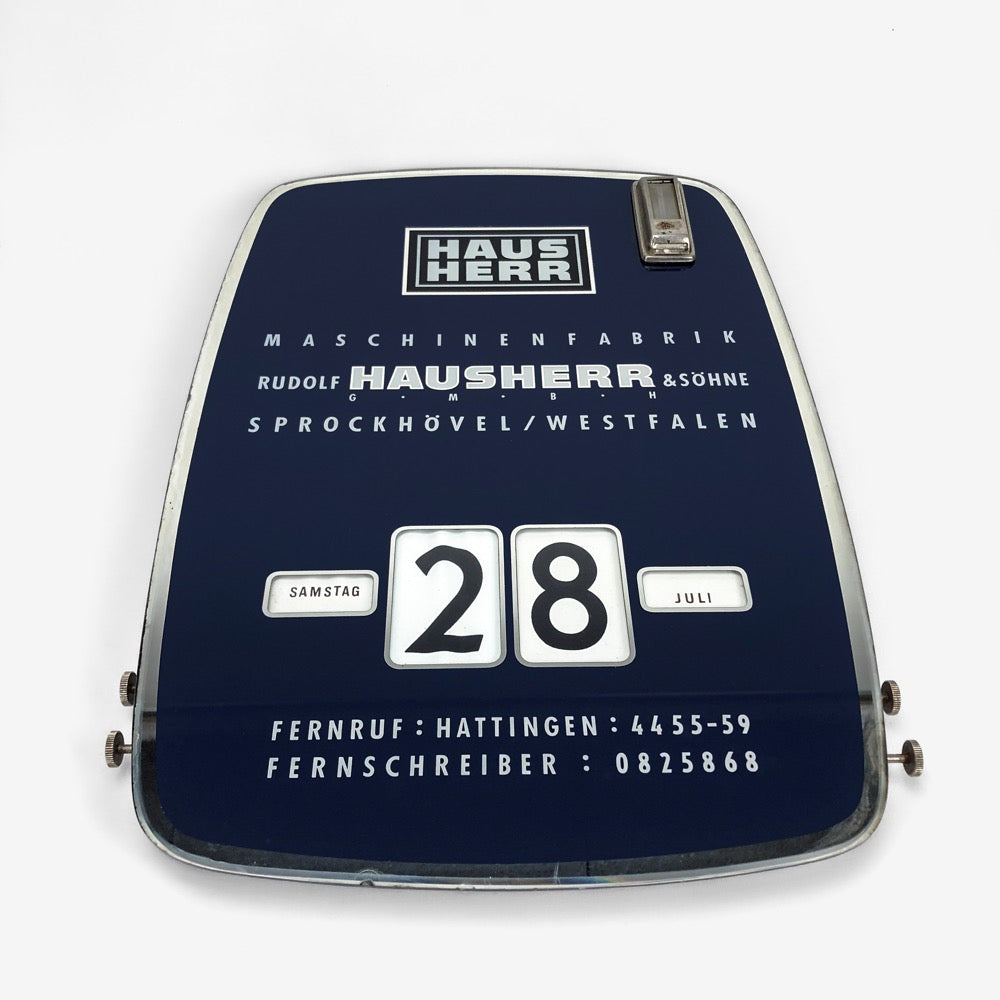 Calendrier perpétuel publicitaire allemand en verre
