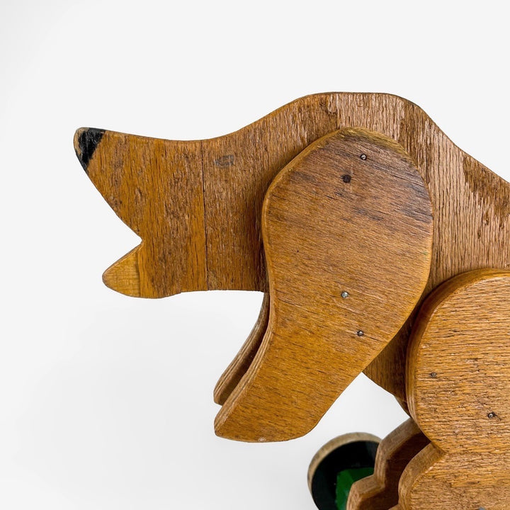 Chien teckel articulé en bois années 50