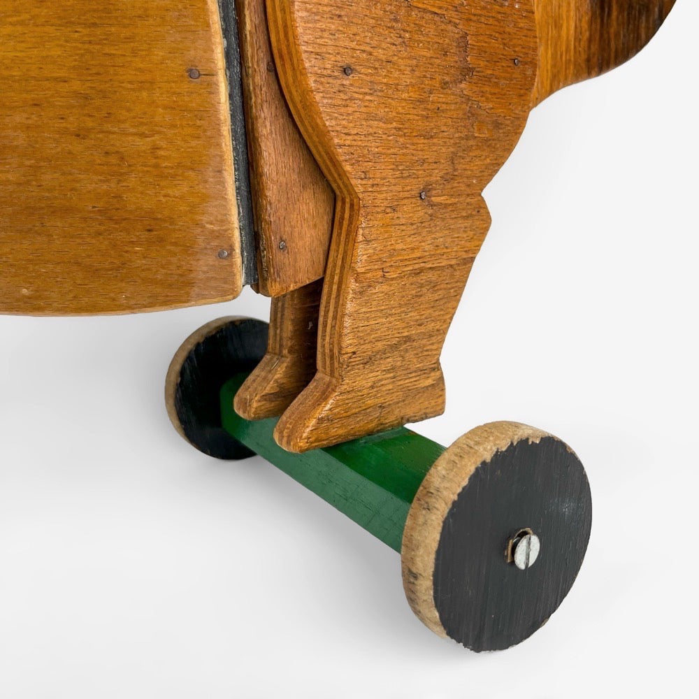 Chien teckel articulé en bois années 50