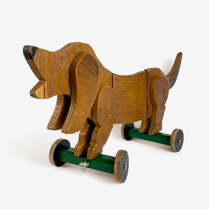 Chien teckel articulé en bois années 50